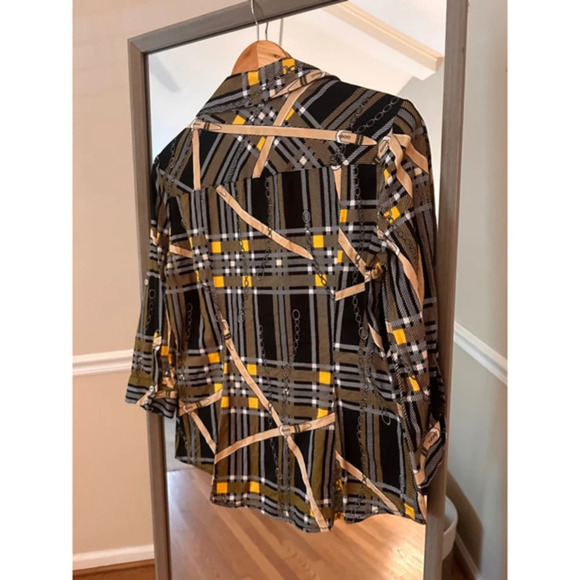 Women's 7 Avenue Design New York & Company Blouse - M - Black &‎ Yellow - Picture 4 of 5